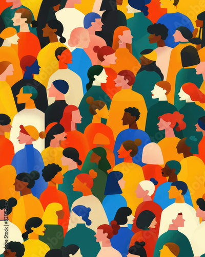Vibrant flat design illustration emphasizing diversity and equality. Ideal for community and advocacy projects. Modern cartoon style with copy space for flexible use.
