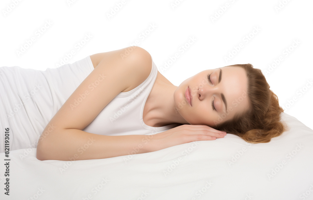 Woman Sleeping on Bed Isolated on Transparent Background
Woman Sleeping on Bed Isolated on Transparent Background