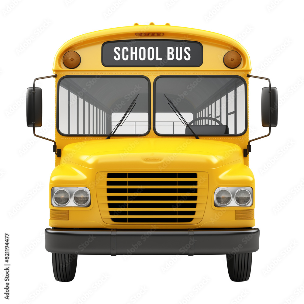 Fototapeta premium School Bus Front View Isolated on Transparent Background 