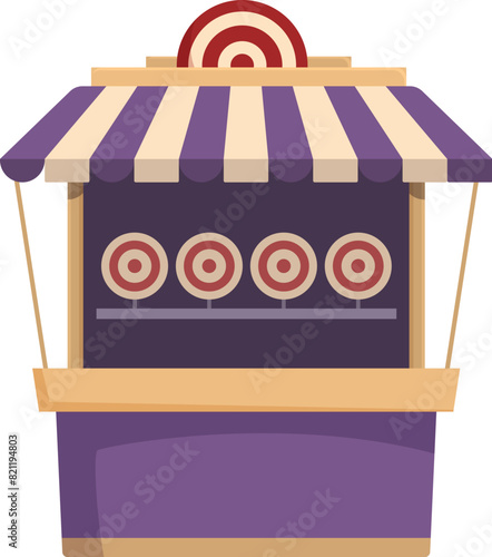 Flat design vector of a colorful cartoon shooting range carnival booth with targets