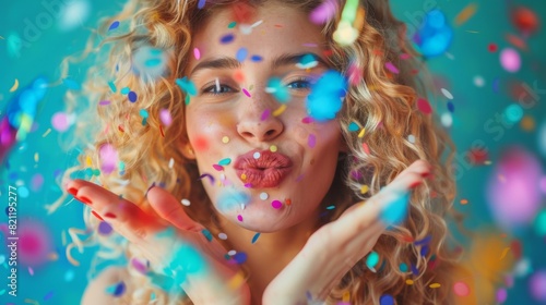 Woman Celebrating with Confetti