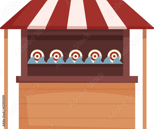 Vector illustration of a colorful carnival shooting game booth with duck targets