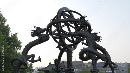 The Chinese used the armillary sphere in aiding calendrical computations and calculations. photo