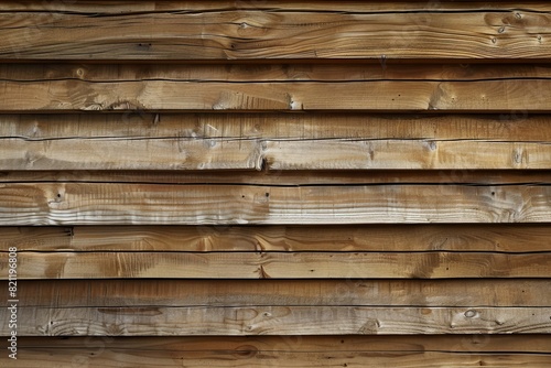 The image is a close up of a wooden wall with many wooden boards