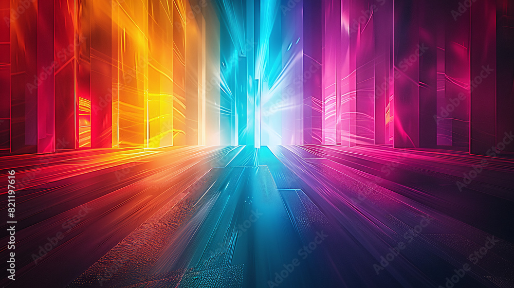 3D abstract background, rainbow crystal set