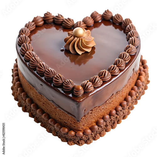 chocolate cake with a heart shaped decoration photo