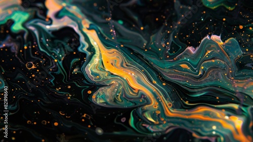 Conceptual liquid art featuring a topographical map effect with glowing tempera colors, random mix