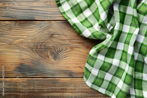 Tablecloth textile on wooden background