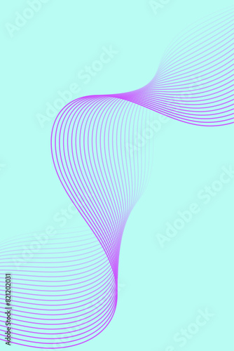 Abstract background with waves for banner. Standart poster size. Vector background with lines. Element for design isolated on blue. Purple and blue gradient. Brochure, booklet. Summer, spring