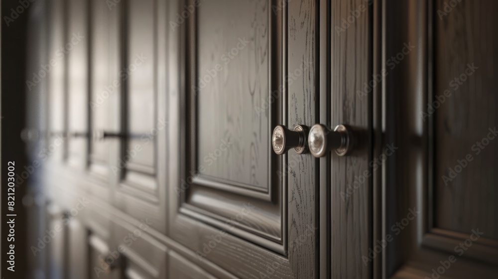 Obraz premium Capturing cabinet design details such as handles, moldings and finishes highlights the elegance and simplicity of the minimalist design. generative ai