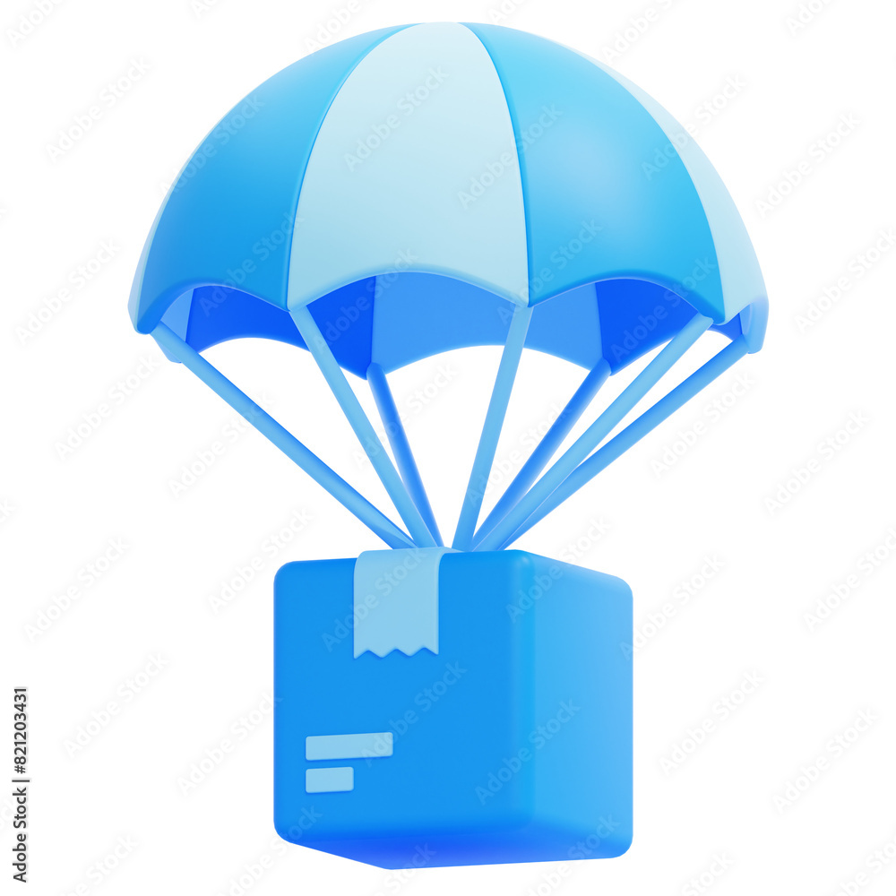 Fototapeta premium PNG 3D Airdropped Package icon isolated on a white background