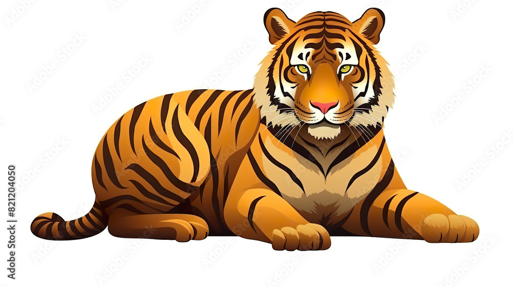 Obraz premium Tiger solitary against a stark white background