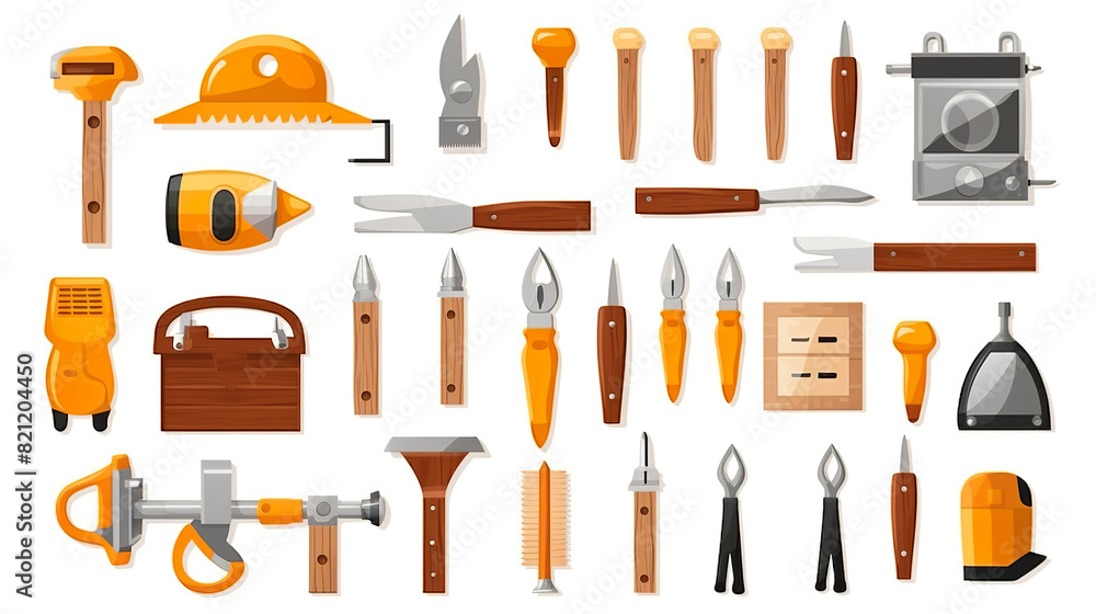 Isolated tools arranged on a background of pure white Isolated tools arranged on a background of pure white