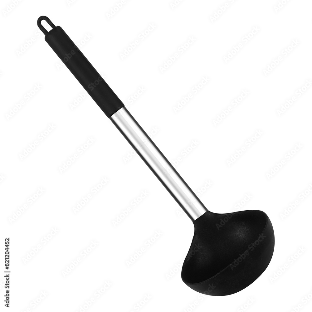 Modern black silicon deep ladle isolated on the transparent background, Utensils Modern black silicon deep ladle isolated on the transparent background, Utensils