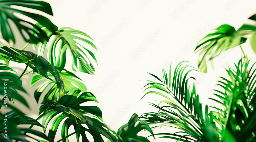 Tropical leaves pattern with monstera and palms - A vibrant pattern of tropical leaves featuring monstera, palms, and other greenery, ideal for backgrounds Tropical leaves pattern with monstera and palms - A vibrant pattern of tropical leaves featuring monstera, palms, and other greenery, ideal for backgrounds