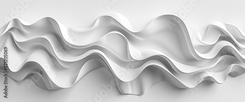 Produce a modern wave design featuring smooth curves and a refined 3D profile, displayed on a solid white background.