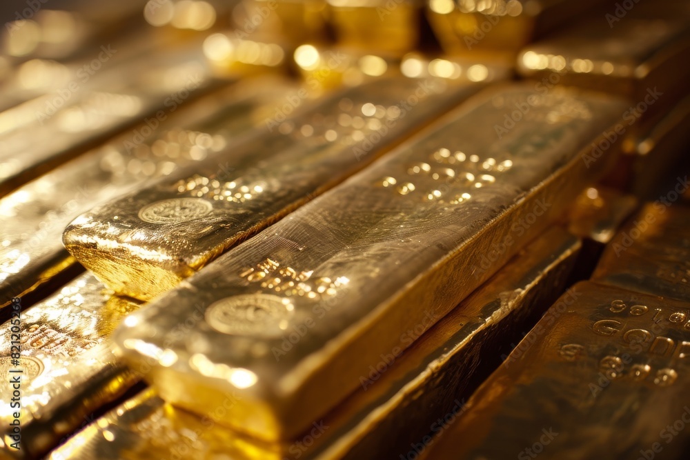Gold bars background, Gold bars, Stack of gold bars at finance vault, AI generated Gold bars background, Gold bars, Stack of gold bars at finance vault, AI generated