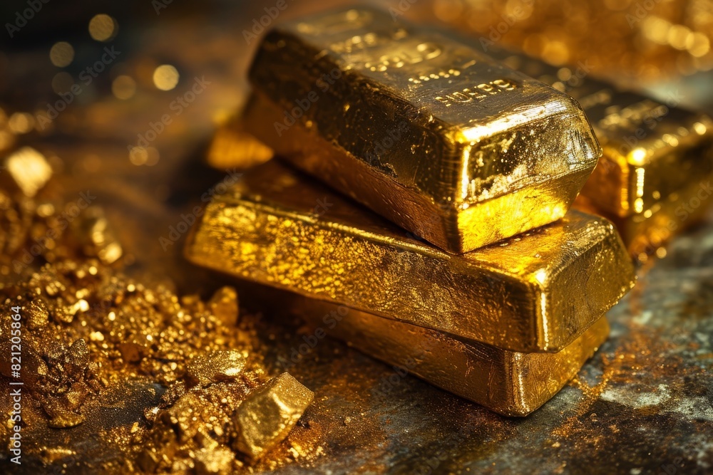 Gold bars background, Gold bars, Stack of gold bars at finance vault, AI generated Gold bars background, Gold bars, Stack of gold bars at finance vault, AI generated