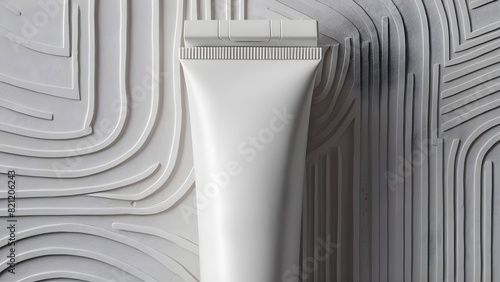 White cosmetic tube mockup with patterned background  product photography backdrop