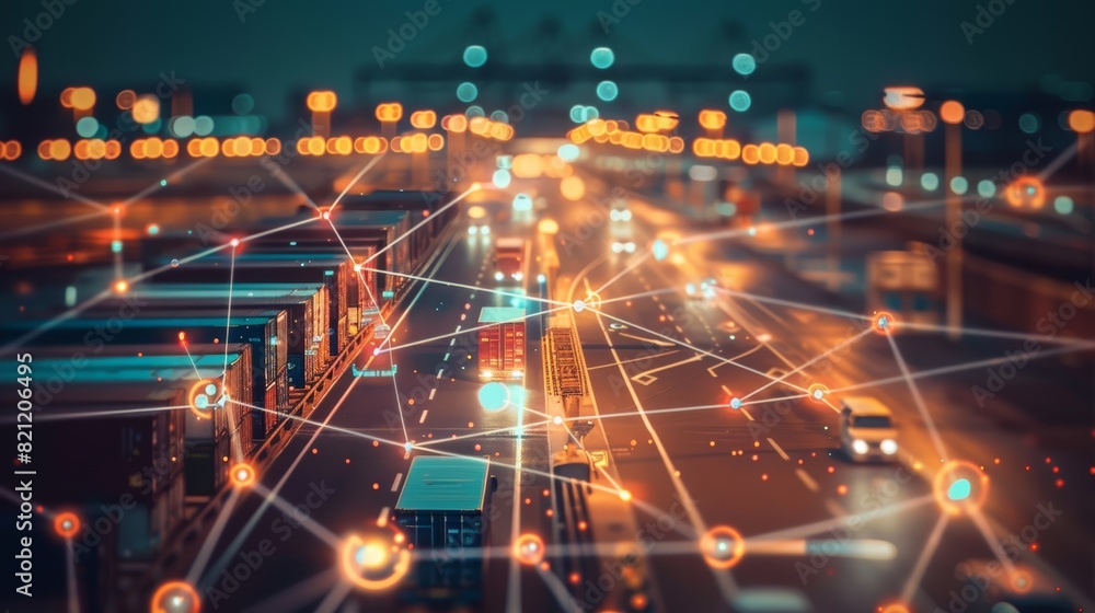 Digital Transformation in Logistics: Abstract Network Connections at Container Port - Design for Posters and Presentations Digital Transformation in Logistics: Abstract Network Connections at Container Port - Design for Posters and Presentations