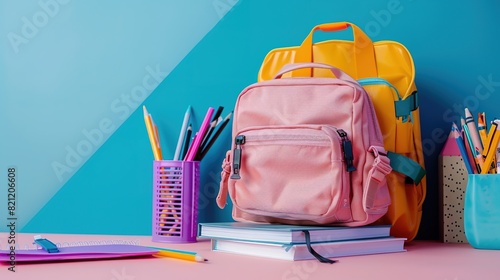 Organized School Supplies on Classroom Desk