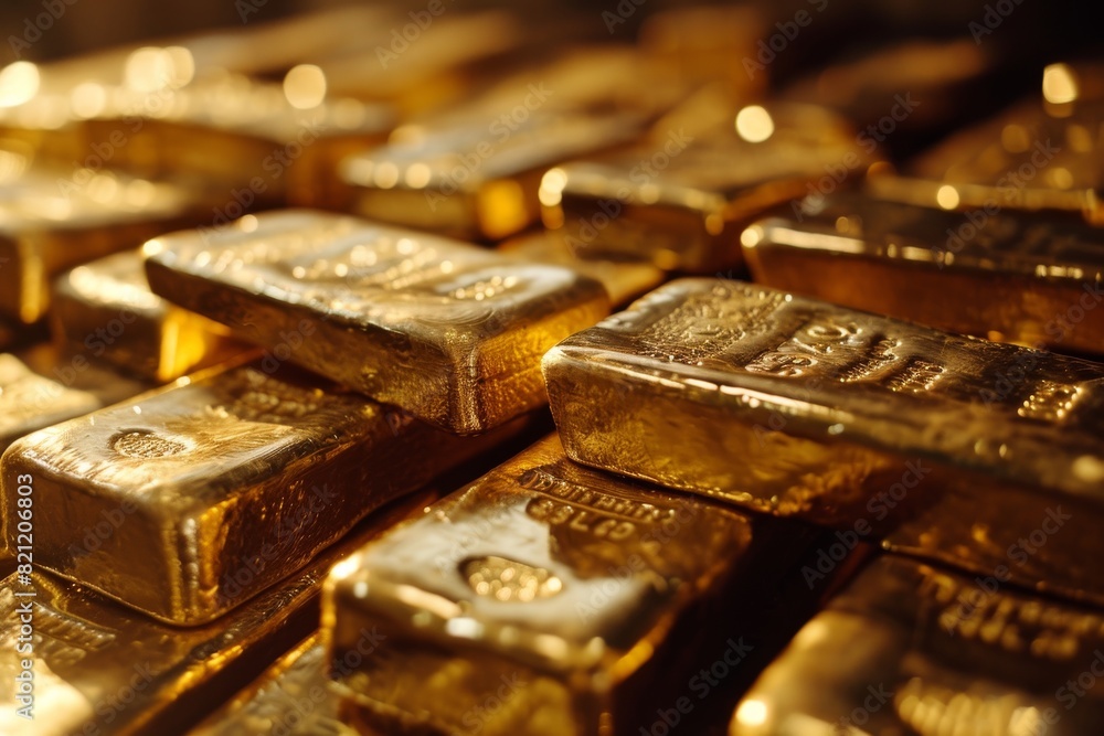 Gold bars background, Gold bars, Stack of gold bars at finance vault, AI generated Gold bars background, Gold bars, Stack of gold bars at finance vault, AI generated