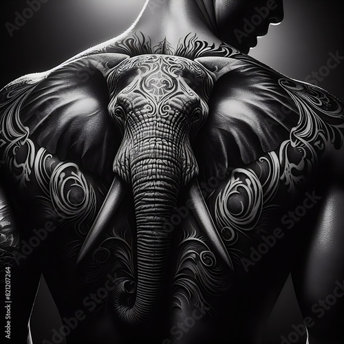 Elephant Tattoos Majestic Symbols of Wisdom and Strength, generative AI photo