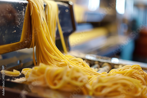Handmade spaghetti or other type of pasta close up 
