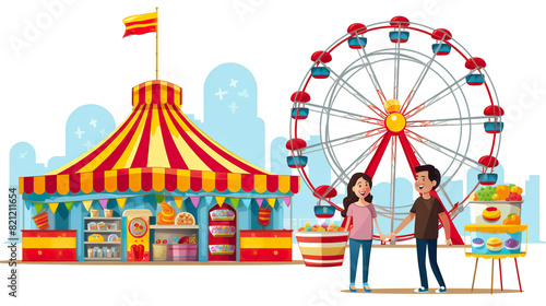 Funfair vendor isolated on a white background 