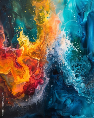 Vibrant Abstract Fluid Art with Bold Colors