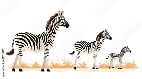 Isolated wild zebra against a stark white background