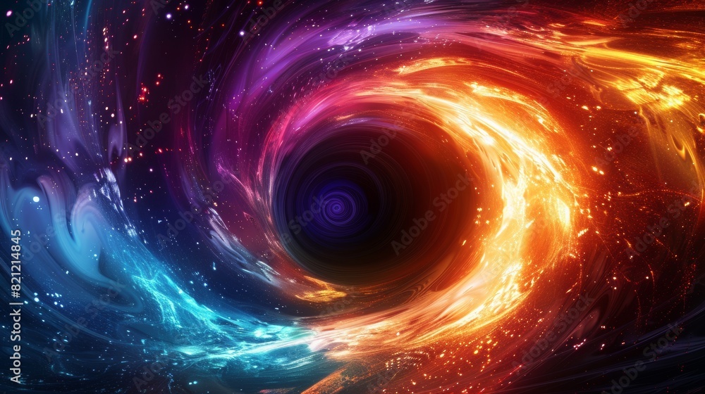 Colorful abstract background with a black hole and colorful light swirls Colorful abstract background with a black hole and colorful light swirls