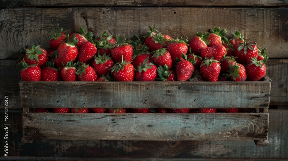 contrast between the intense red of the strawberries and the warm tone of the wood generative ai contrast between the intense red of the strawberries and the warm tone of the wood generative ai