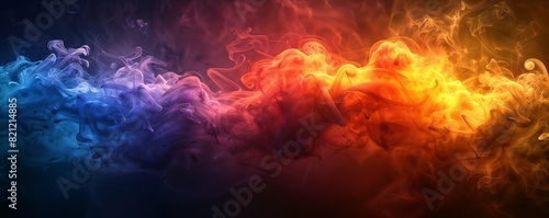 Mystical fantasy smoke art background blending rainbow colors in a mesmerizing gradient spectrum against black backdrop. 8K dramatic  ethereal  atmospheric and artistic LGBTQ Pride month banner