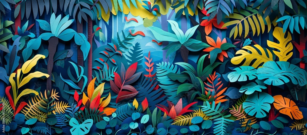 Paper cut masterpiece. Amazon Rainforest as a vibrant paper cut masterpiece highlighting the biodiversity of Brazil Paper cut masterpiece. Amazon Rainforest as a vibrant paper cut masterpiece highlighting the biodiversity of Brazil