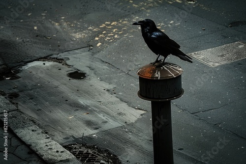 crow on the street
