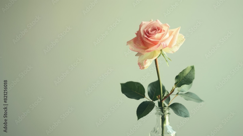 Single pink rose in a clear vase, perfect for romantic and minimalist themes. Single pink rose in a clear vase, perfect for romantic and minimalist themes.