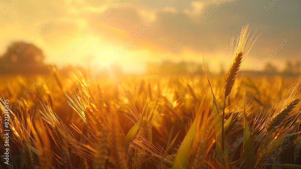 ears of wheat at sunset, agriculture ears of wheat at sunset, agriculture