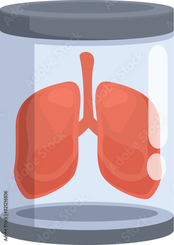 Illustrated concept of human lungs preserved in a transparent glass jar