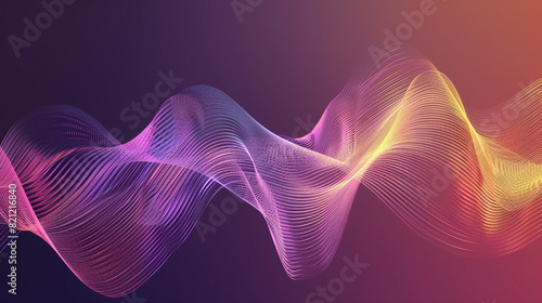Produce a vector graphic of sound waves flowing and curving gracefully in a mesmerizing, wave-like arrangement.