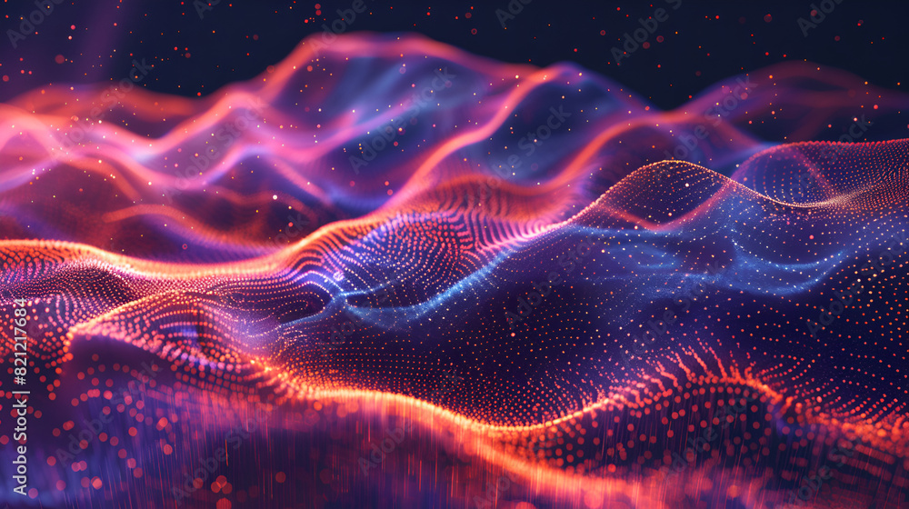 Abstract digital data flow wave ,Golden Wave of Light on Black ...