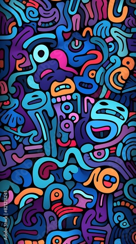 An abstract background with whimsical  hand-drawn shapes.