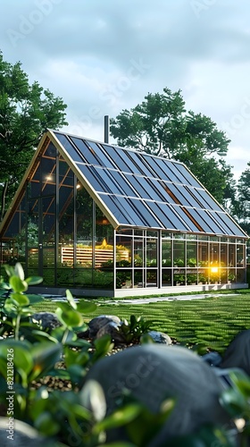 SolarPowered Greenhouse Sustainable Agriculture Revolution photo