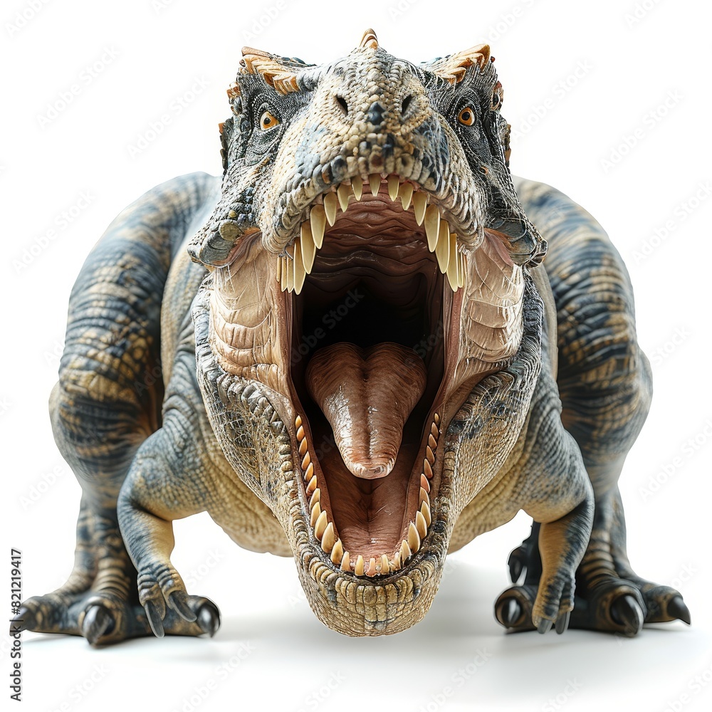 Fototapeta premium a toy dinosaur with its mouth open and its mouth wide open