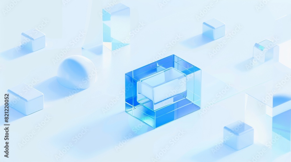 data service, blue, frostedglass, white clean background, isometric 3D, cold light, Blender, industrial design data service, blue, frostedglass, white clean background, isometric 3D, cold light, Blender, industrial design