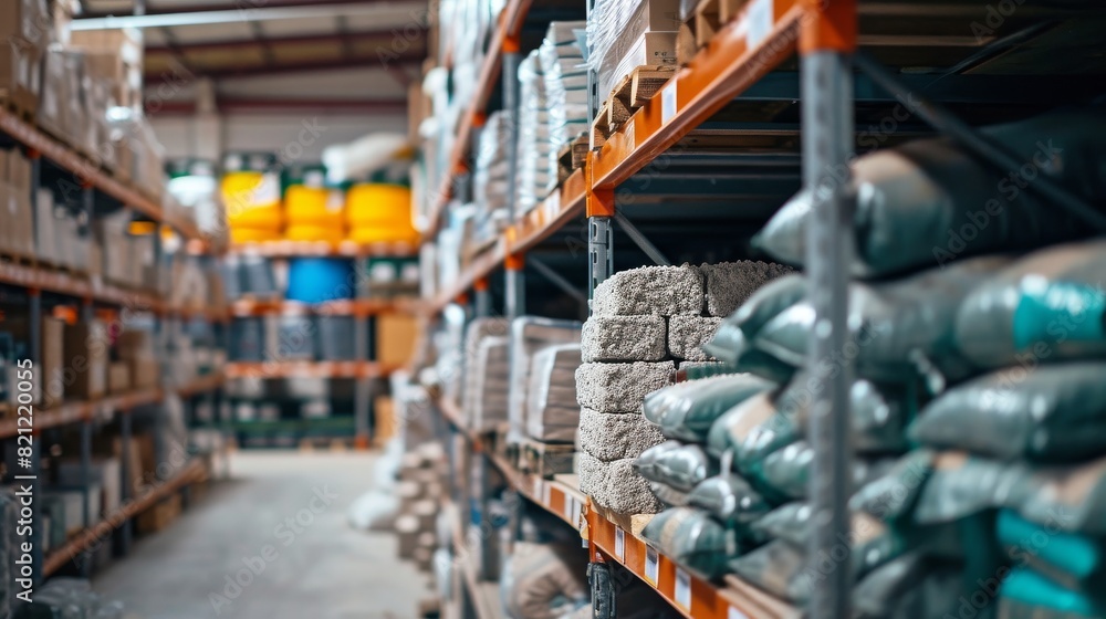 Building materials store, focusing on a variety of construction supplies such as bricks Building materials store, focusing on a variety of construction supplies such as bricks