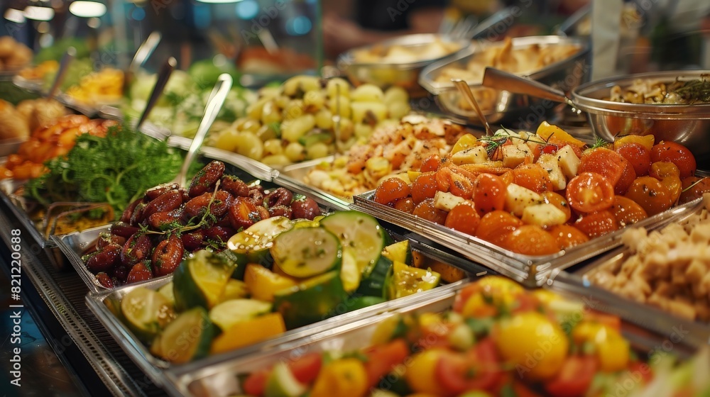 Buffet, a variety of food products. Buffet, a variety of food products.