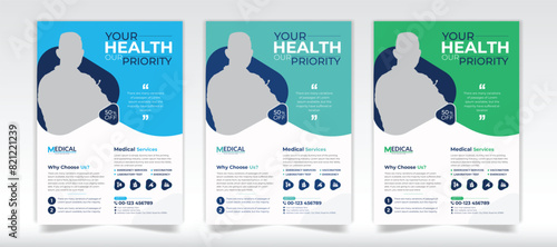 Creative and minimul medical flyer design template for hospital and doctors