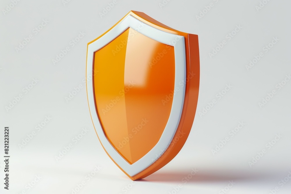 A bright orange shield with a white border A bright orange shield with a white border