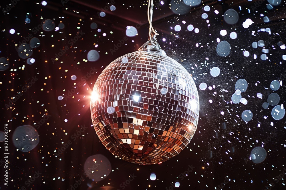 Obraz premium a sparkling disco ball on a black background